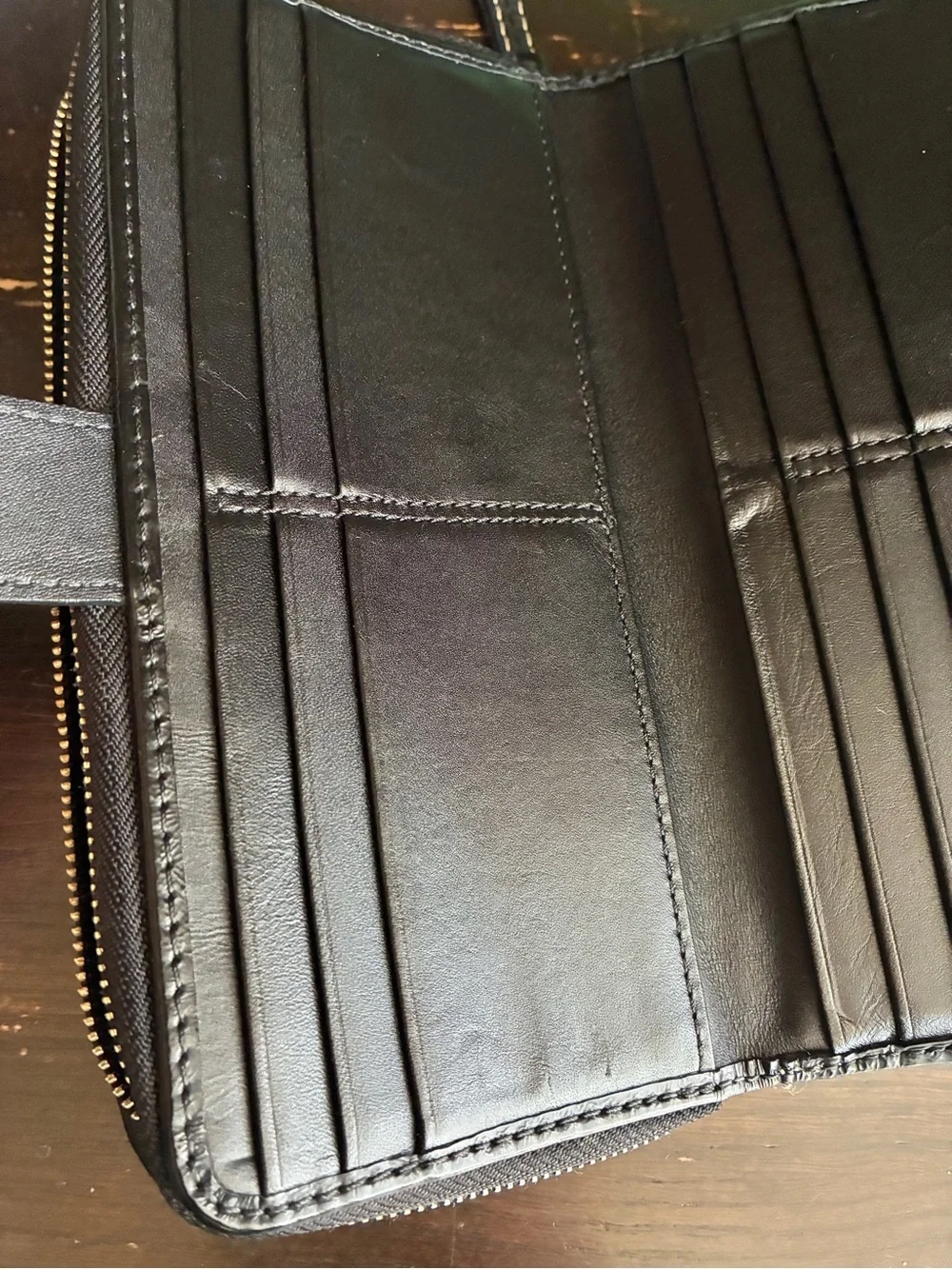 Coach Black and Cream Signature Snap Wallet